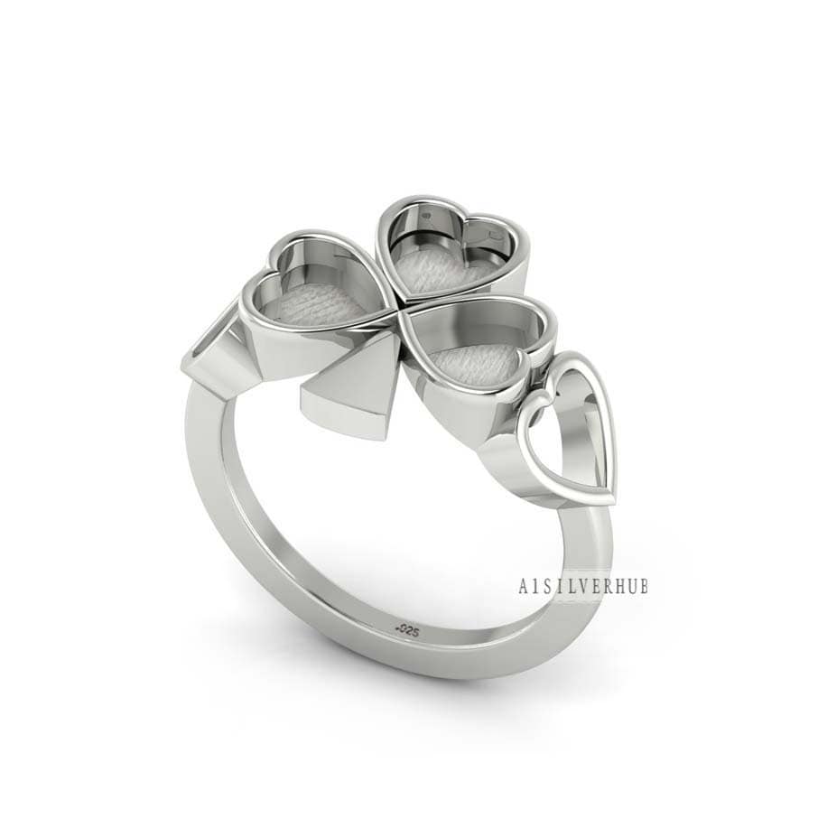 925 Sterling Silver Three Leaf Heart 6mm Clove Blank Bezel Shamrock Clover Ring,Good for Resin & Ashes Work, Keepsake DIY, Luck of the Irish