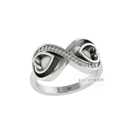 925 Sterling Solid Silver Heart Shape 5mm Blank Bezel with Zircon Setted Ring, Good for Stone, Resin & Ashes Work, Keepsake Breastmilk DIY