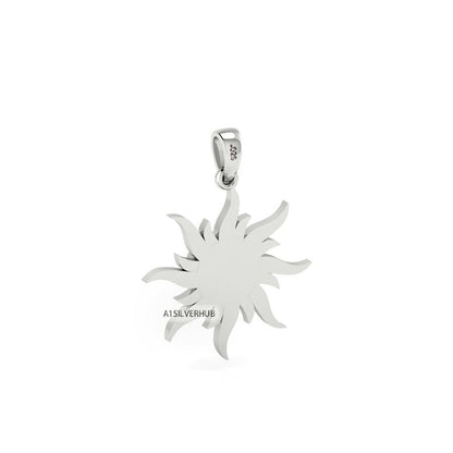 925 Sterling Silver Pendant, Auspicious Sun Round 8.5mm Blank Bezel Pendant Setting, Good for Resin & Ashes Work, Keepsake Jewelry DIY Craft