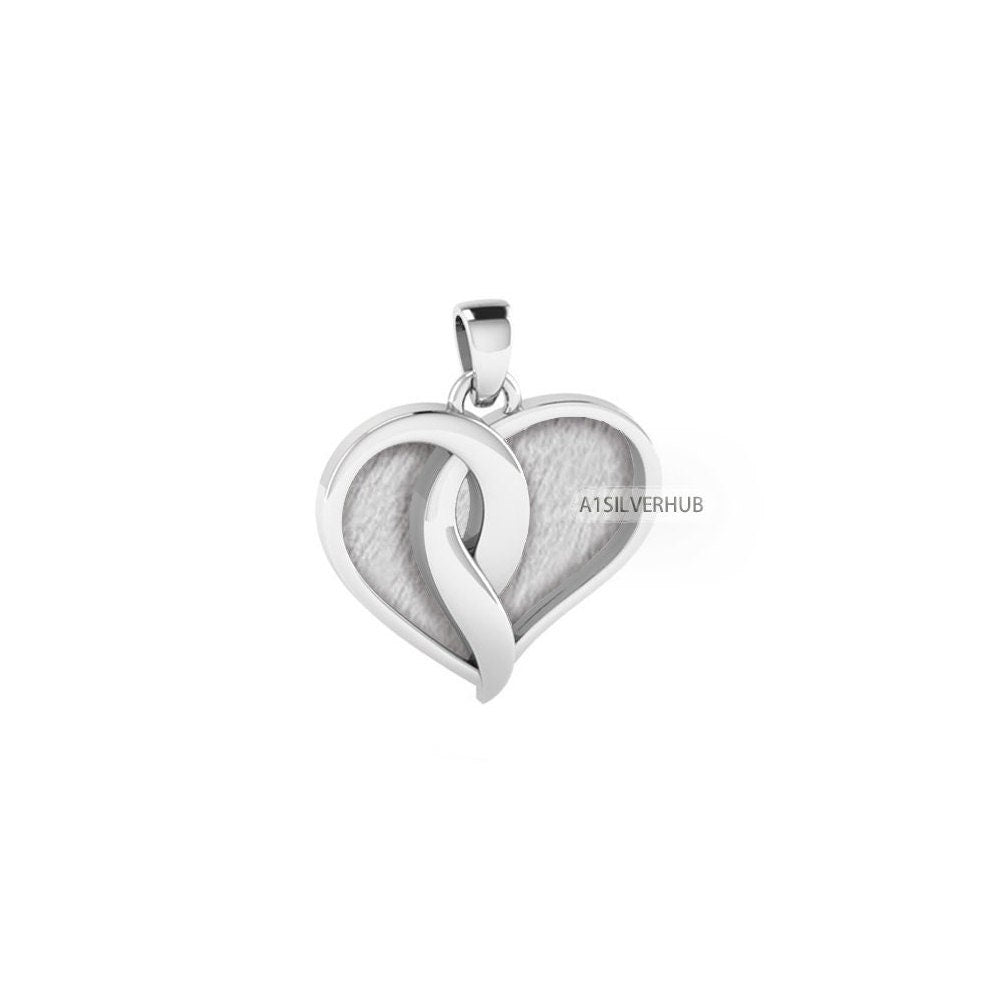 925 Sterling Silver, Joint Heart Shape Blank Bezel Pendant Setting, Good for Pour Crushed Opal, Resin & Ashes Work, Keepsake/Breastmilk DIY