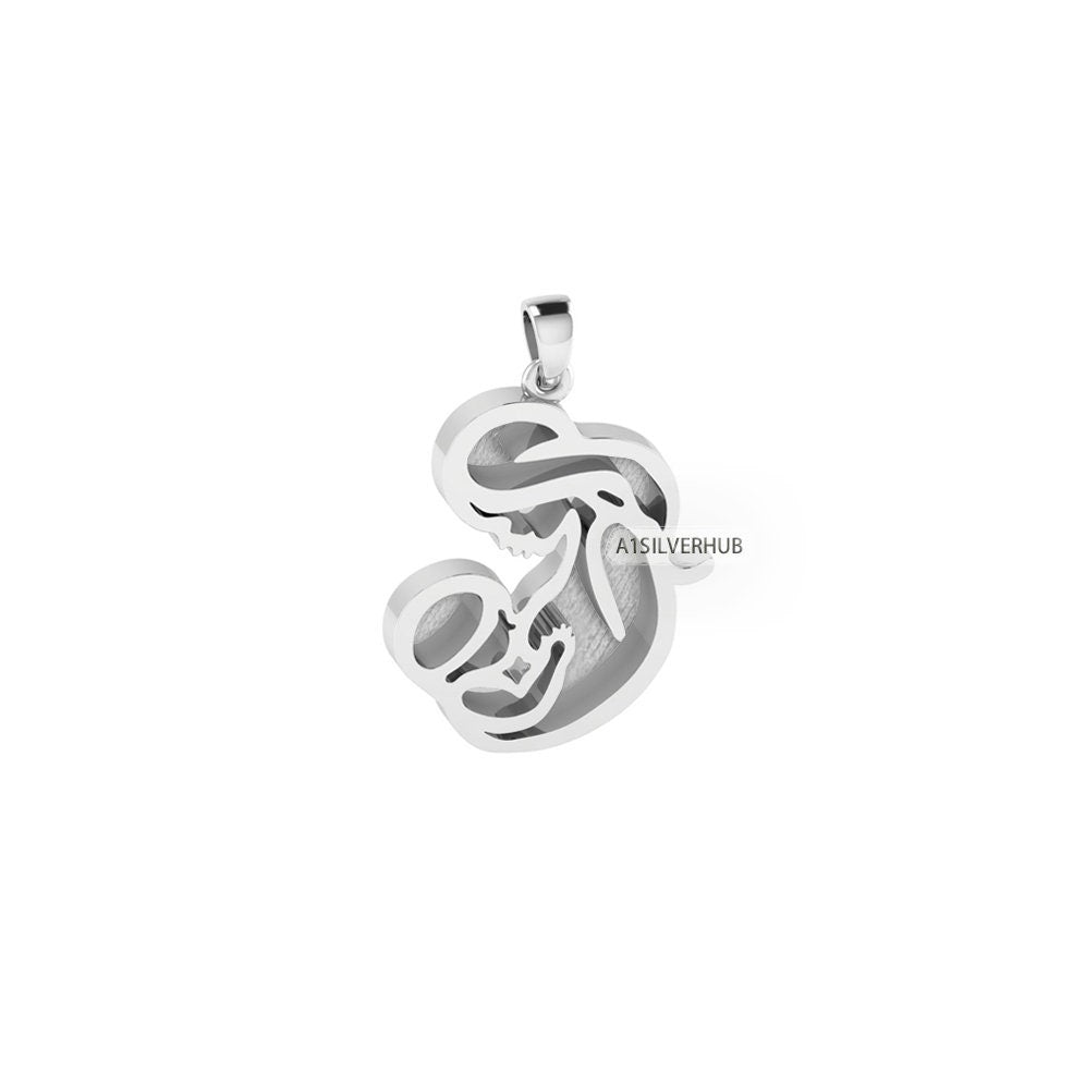 925 Sterling Silver Mother Baby Breastfeeding Mom Blank Bezel Pendant Setting, For Pour Resin, Breastmilk/ Keepsake Memorial Jewelry Crafts