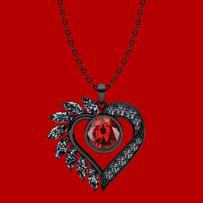 18k Gold Filled Love Necklace, January Birthstone Red CZ Loving Beautiful Heart Dainty Chain Pendant For Women & Girls, Valentine's Day Gift