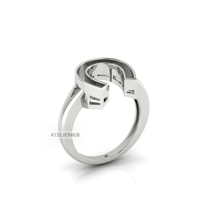 925 Sterling Solid Silver Good Lucky Horse Shoe Full Blank Bezel Ring Setting, Good for Resin & Ashes Work, Keepsake Memorial DIY Crafts