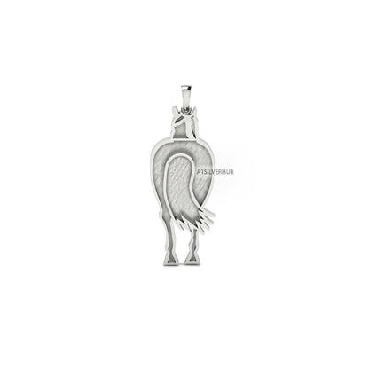 925 Sterling Silver, Good Luck Horse Body Blank Pendant, Breastmilk/Keepsake Pendant, Good for Resin & Ashes Work, Horse Jewelry DIY Crafts