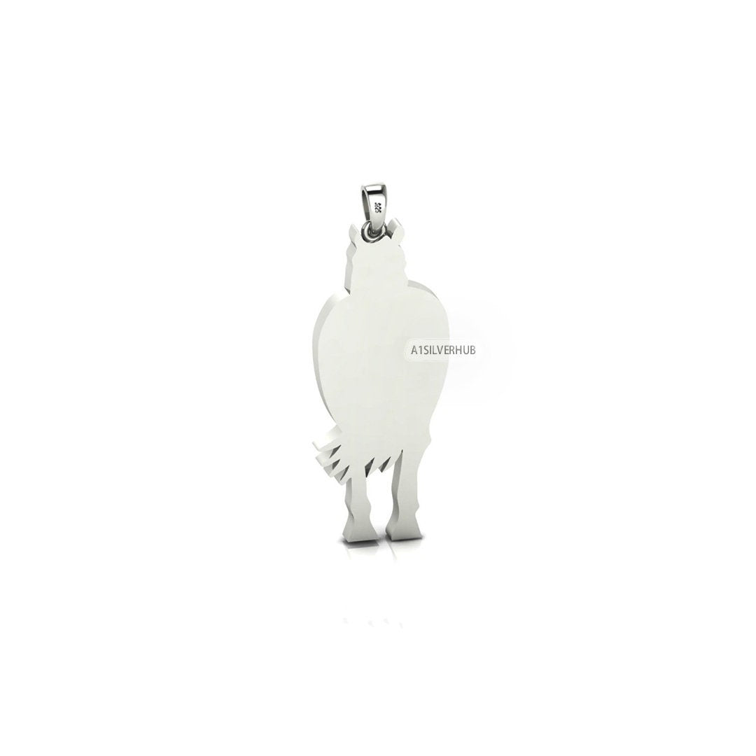 925 Sterling Silver, Good Luck Horse Body Blank Pendant, Breastmilk/Keepsake Pendant, Good for Resin & Ashes Work, Horse Jewelry DIY Crafts