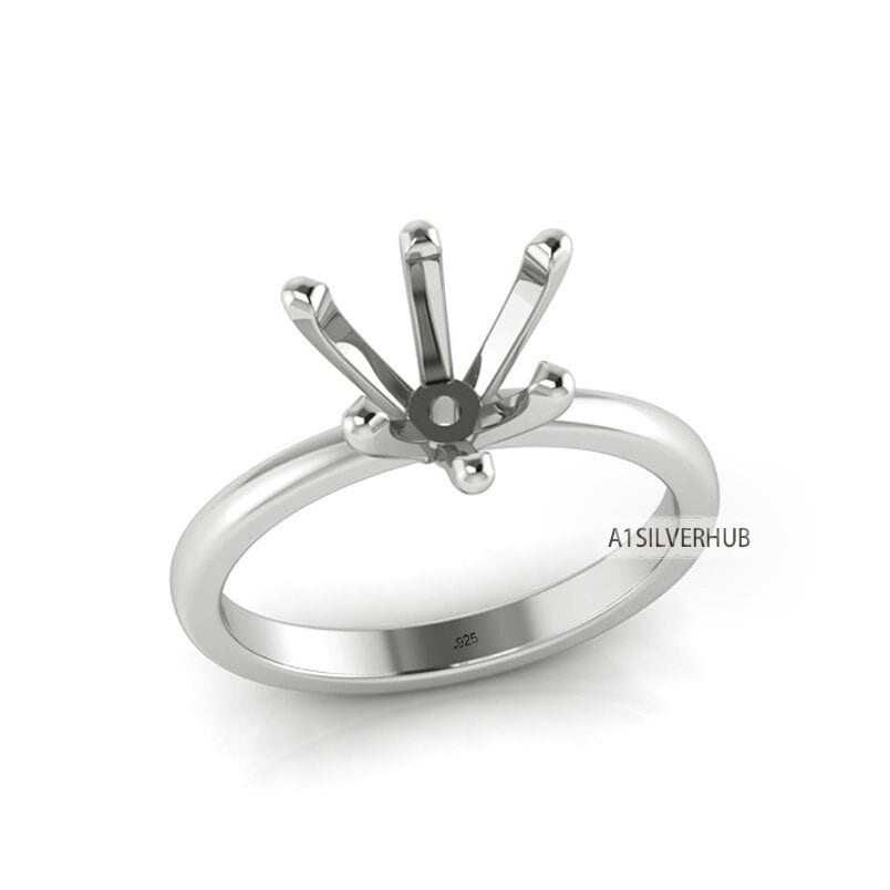 925 Sterling Solid Silver Heart 5-10mm Pre Notched Blank V Prong Ring, Good for Zircon & Stone Setting Work, Engagement Ring, Gifts For Her