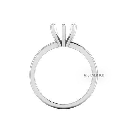 925 Sterling Solid Silver Rectangle/Emerald 5x7-10x8mm Pre Notched Blank V Prong Ring, Good for Zircon & Stone Setting Work, Engagement Ring