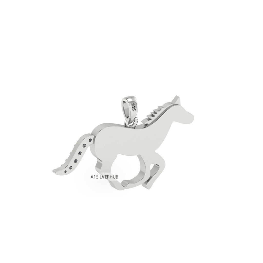 925 Sterling Solid Silver, Good Luck Running Horse Blank Pendant, Breastmilk/Keepsake Pendant, Good for Resin & Ashes Work, Horse DIY Crafts