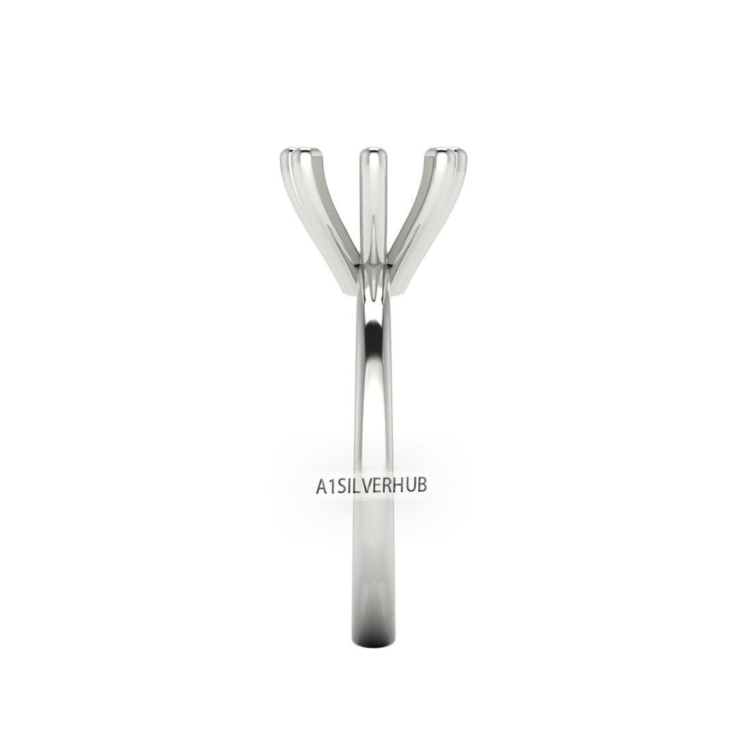 925 Sterling Solid Silver Square 5-10mm Pre Notched Blank V Prong Ring, Good for Zircon & Stone Setting Work, Engagement Ring, Gifts For Her