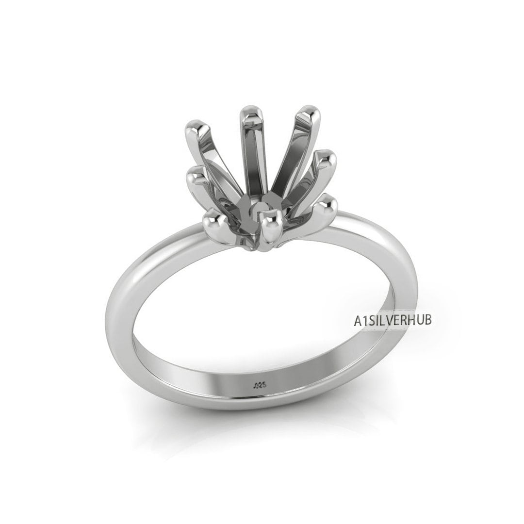 925 Sterling Solid Silver Square 5-10mm Pre Notched Blank V Prong Ring, Good for Zircon & Stone Setting Work, Engagement Ring, Gifts For Her