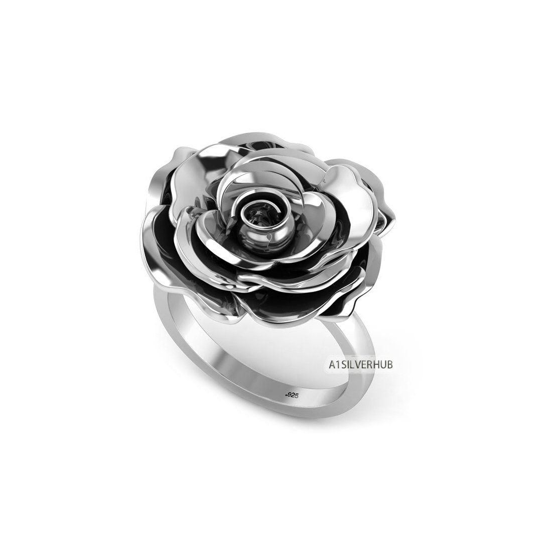 Shops VTG Sterling Silver Rose Flower Ring